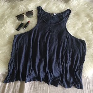 Navy blue flowy tank top